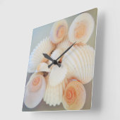 Exotische witpeach sea Shells, Summer Beach Vierkante Klok (Hoek)