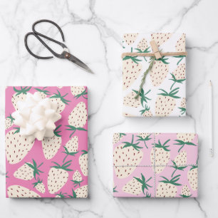 Exotische witte aardbeien Zoete kleurrijke vruchte Inpakpapier Vel