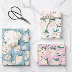 Exotische witte aardbeien Zoete kleurrijke vruchte Inpakpapier Vel