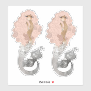 Exotische zeemeermin met roze haar sticker