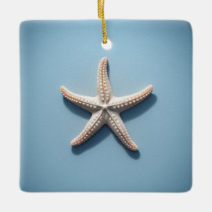 Exotische zeester met blauwe achtergrond keramisch ornament