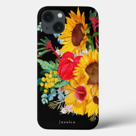 Exotische zomertropische wilde bloemen iPhone 13 hoesje
