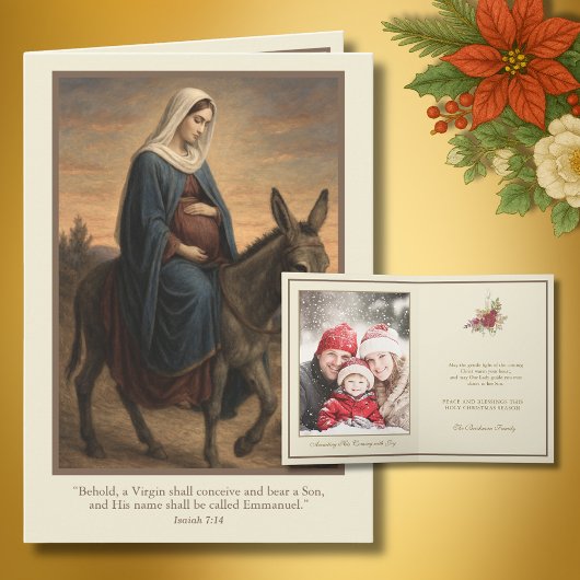 Expectant Mary Christmas Blessings with Isaiah 7:1 Feestdagen Kaart