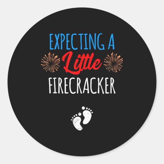 Expecting A Little Firecracker New Mom 4th Of July Ronde Sticker (Voorkant)