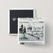 Expeditie van Thomas Cavendish Vierkante Button 5,1 Cm (Voorkant /achterkant)