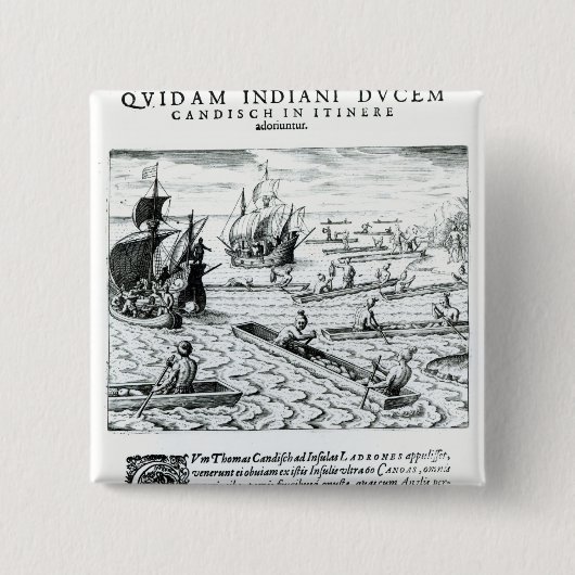 Expeditie van Thomas Cavendish Vierkante Button 5,1 Cm (Voorkant)