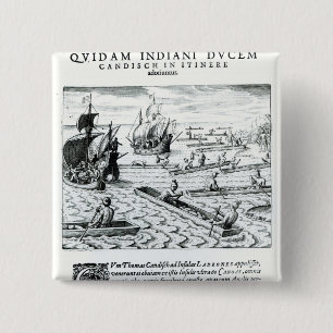 Expeditie van Thomas Cavendish Vierkante Button 5,1 Cm
