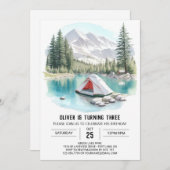 Expédition du campout de pins Invitation d'anniver (Devant / Derrière)