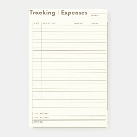 Expense Tracking Post it Notes (Voorkant)
