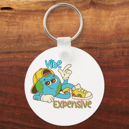 Expensive Vibe – Cool Retro Earth Character Design Sleutelhanger (Achterkant)
