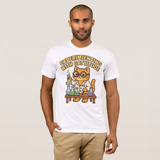 Expérimentation avec Cattitude - T-shirt de chat d (Devant entier)