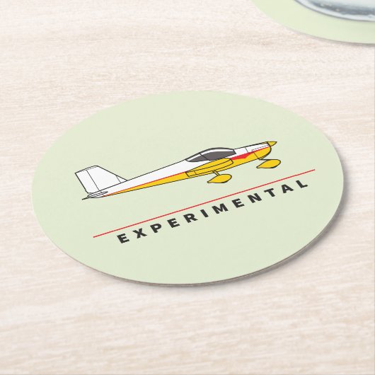 Experimenteel vliegtuig ronde kartonnen onderzetter (Gebogen)