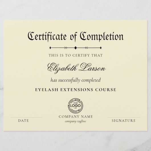 Expertise Behaald Certificaat van voltooiing (Voorkant)