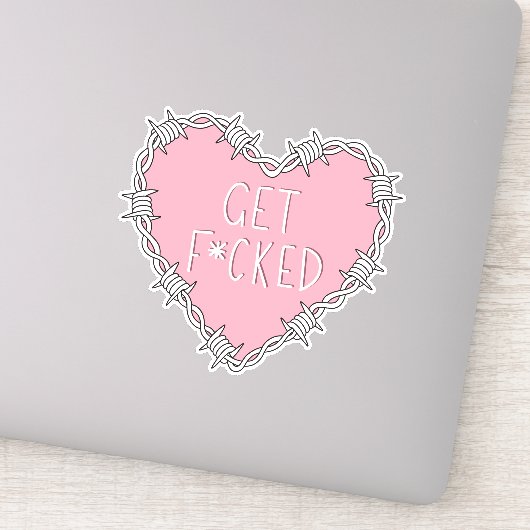 Expliciet prikkeldraad hart sticker (Detail)