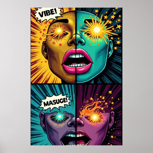 Exploderende Ogen Pop Art Poster (Voorkant)