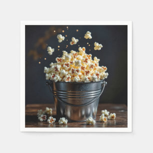 Exploderende Popcorn In Metalen Emmer Servet