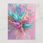 Exploderende Verf Abstract Roze Turquoise Lila Briefkaart (Voorkant)