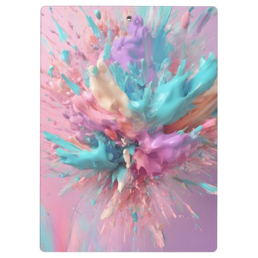 Exploderende Verf Abstract Roze Turquoise Lila Klembord (Achterkant)