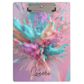 Exploderende Verf Abstract Roze Turquoise Lila Klembord (Voorkant)