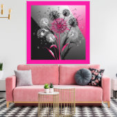 Exploding Dandelions Pink Black White Canvas Afdruk (Insitu (Woonkamer))