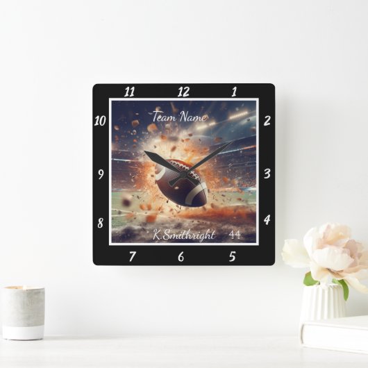 Exploding Football Custom Vierkante Klok (Huis)