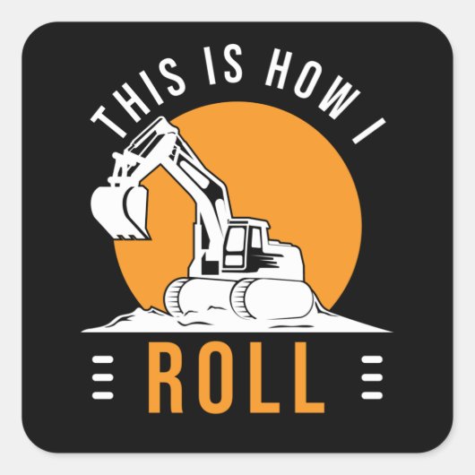 Exploitant graafmachine bouwplaats vierkante sticker (Voorkant)