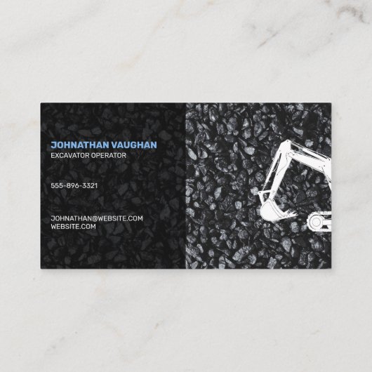 Exploitant van zware apparatuur graafconstructie visitekaartje (Achterkant)