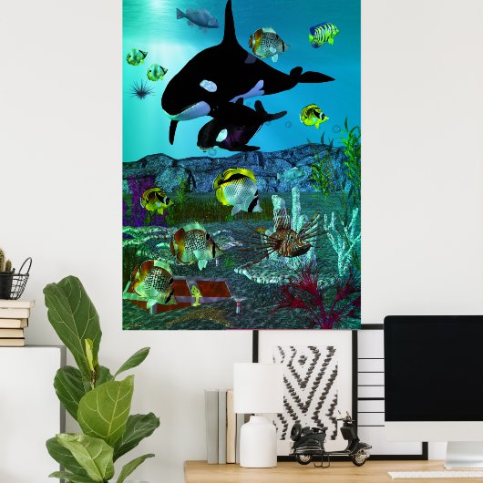 Exploratie 3D Aquarium ORCA Poster (Thuiskantoor)