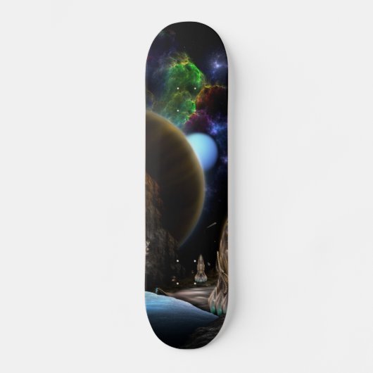 Exploratie van het ruimtesatellietdek plus vistuig skateboard (Voorkant)