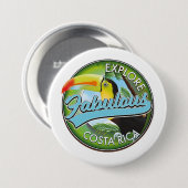Explore fabulous costa rica logo ronde button 7,6 cm (Voorkant /achterkant)