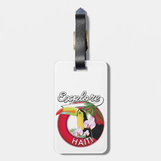 Explore Haïti logo reis patch. Bagagelabel (Achterkant verticaal)