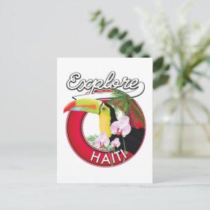 Explore Haïti logo reis patch. Briefkaart