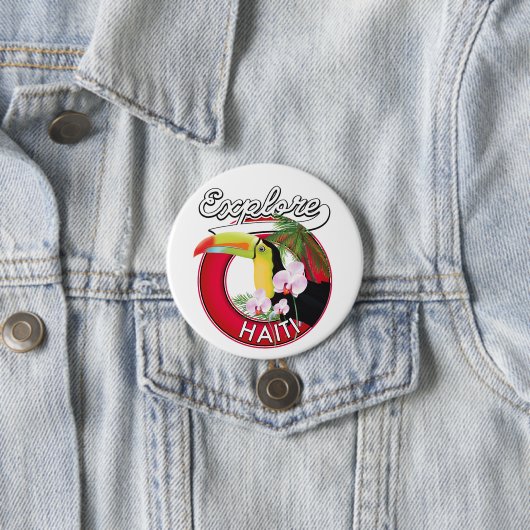 Explore Haïti logo reis patch. Ronde Button 7,6 Cm (In situ)
