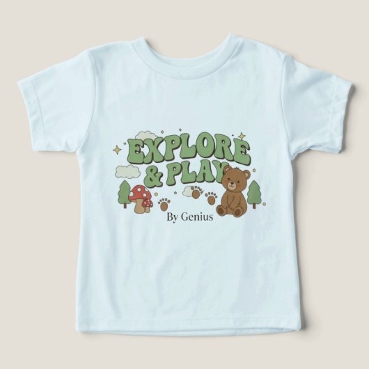 Explore & Play T-Shirt, Groovy Retro Forest Bear C (Design voorkant)