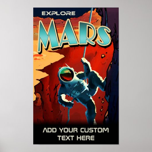 Explorer Mars - Affiche de voyage rétro personnali (Devant)