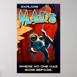 Explorer Mars - Custom NASA Retro Travel Poster