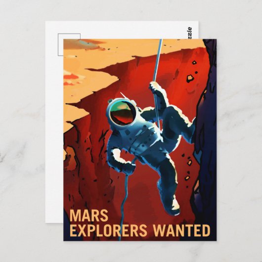 "Explorers Gezochte" Mars-rekrutering Briefkaart (Voorkant / Achterkant)