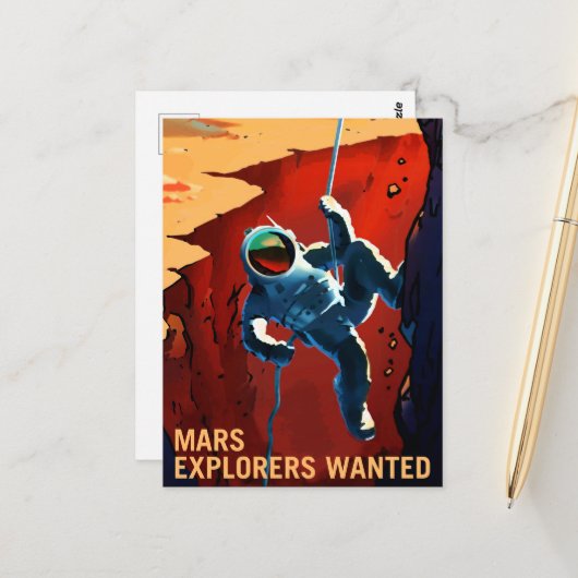 "Explorers Gezochte" Mars-rekrutering Briefkaart (Voorkant / Achterkant in situ)