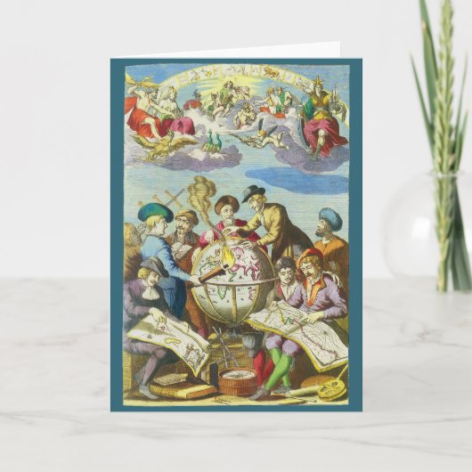  Explorers met de Kaart van het Antiek Wereldbol,  (Voorkant)