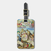 Explorers met de Kaart van het Antiek Wereldbol, Bagagelabel (Voorkant verticaal)