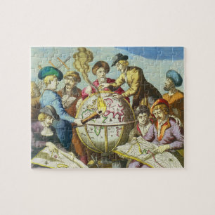 Explorers met de Kaart van het Antiek Wereldbol, Legpuzzel