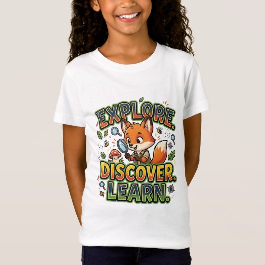 Explorez Découvrez Apprenez T-Shirt Renard Mignon (Devant)