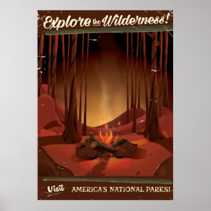 Explorez la nature ! Affiche de feu de camp