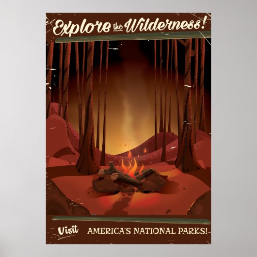 Explorez la nature ! Affiche de feu de camp (Devant)