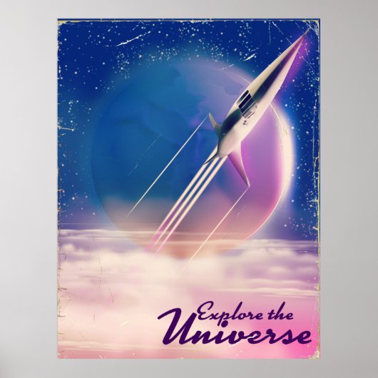 Explorez l'univers Affiche vintage de l'espace (Devant)