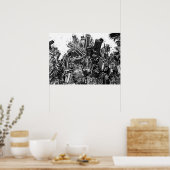 Explosie manga-strip in de stad Akira cyberpunk Poster (Keuken)