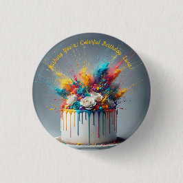 Explosie van vreugde - Happy Birthday Cake Ronde Button 3,2 Cm