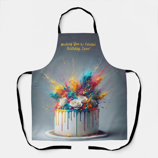 Explosie van vreugde - Happy Birthday Cake Schort (Voorkant)