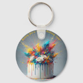 Explosie van vreugde - Happy Birthday Cake Sleutelhanger (Voorkant)