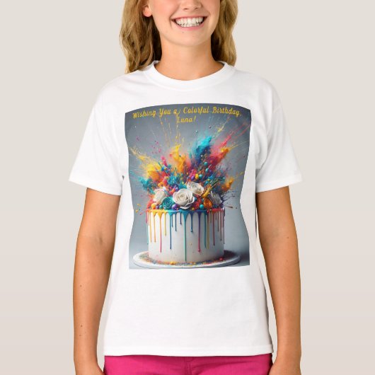 Explosie van vreugde - Happy Birthday Cake T-shirt (Voorkant)
